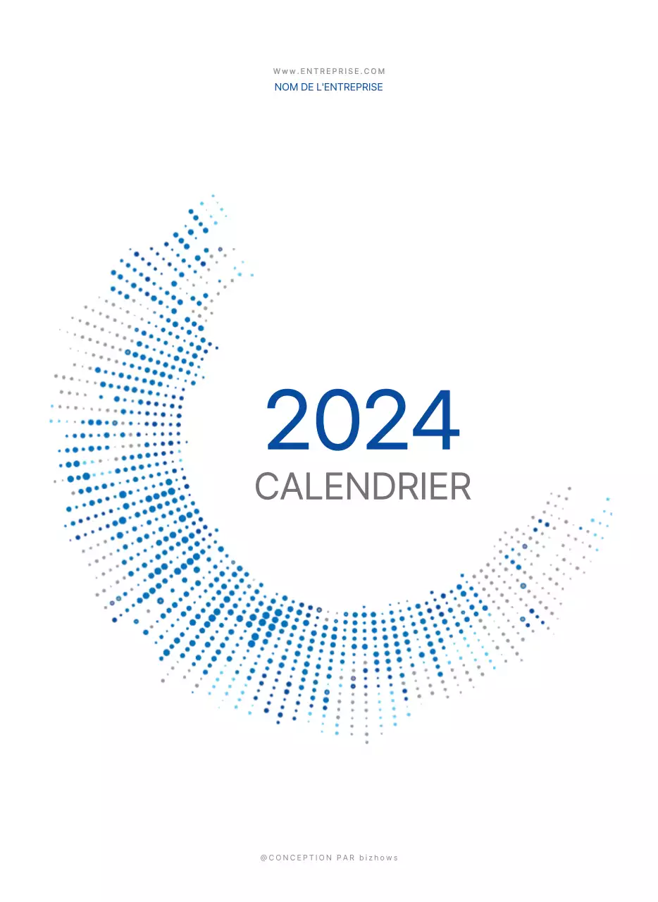 Calendrier mural bleu et blanc avec un concept d'entreprise simple