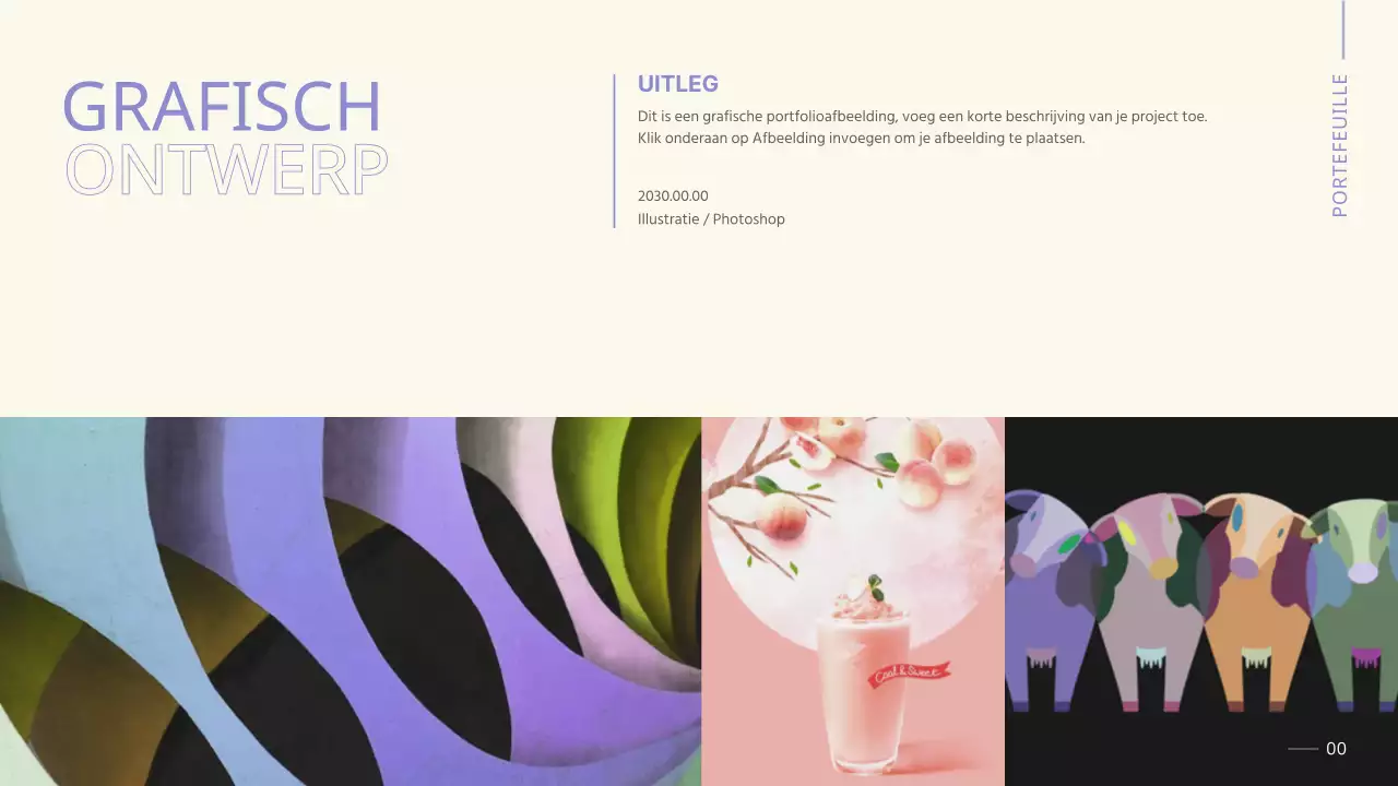 Een strakke, mauve en beige portfolio voor de voorbereiding van een student op een baan