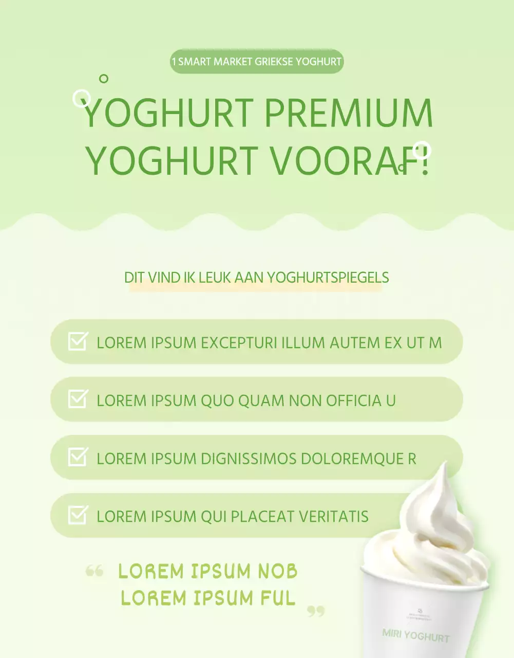 Eenvoudige, lichtgroene Griekse yoghurt detailpagina