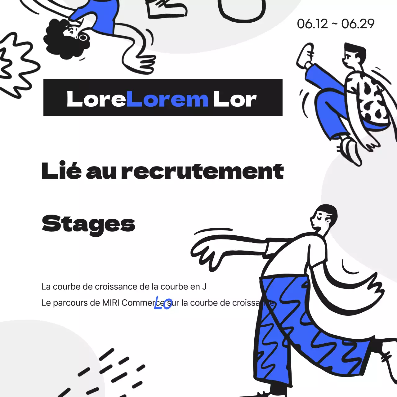 Annonce commerciale dynamique et jeune aux accents bleus