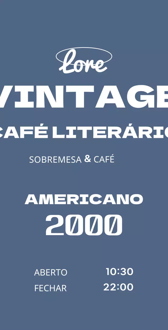 Placa de livro de café com menu vintage sobre fundo azul