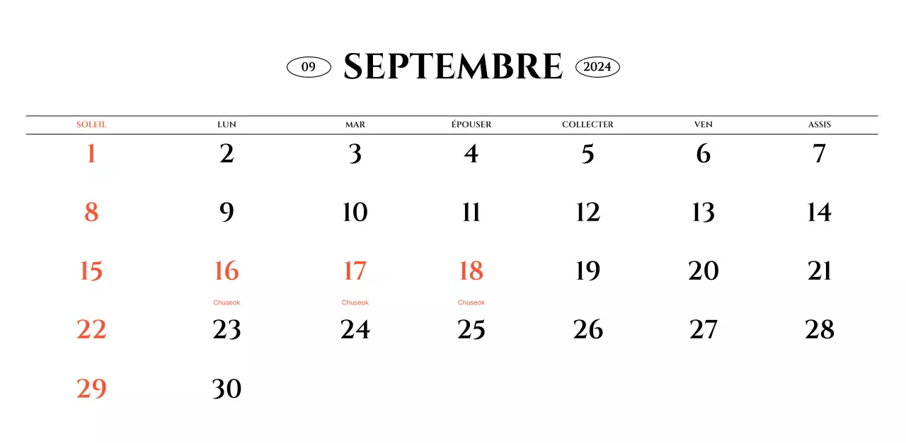 Calendrier mural de style simple avec concept de photographie de voyage émotionnelle en noir et blanc