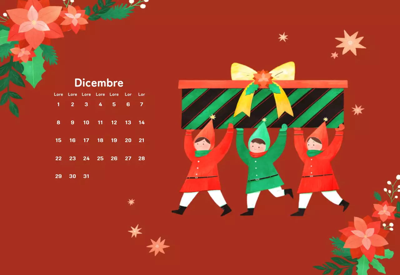 Un calendario di Capodanno caldo e illustrato