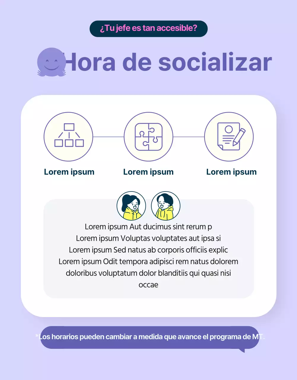 Púrpura y amarillo minimalista de grado B vida universitaria MT promoción