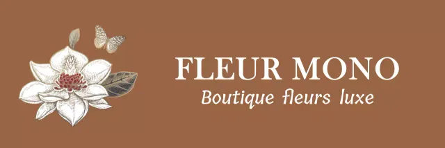 Logo noir illustrant une fleur et un papillon émotionnels pour le personnel d'un fleuriste et les expériences.