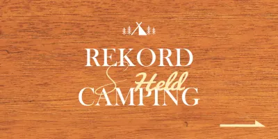 Ein Büro auf einem Campingplatz mit einem emotionalen Konzept mit weißen und gelben Camping-Illustrationen