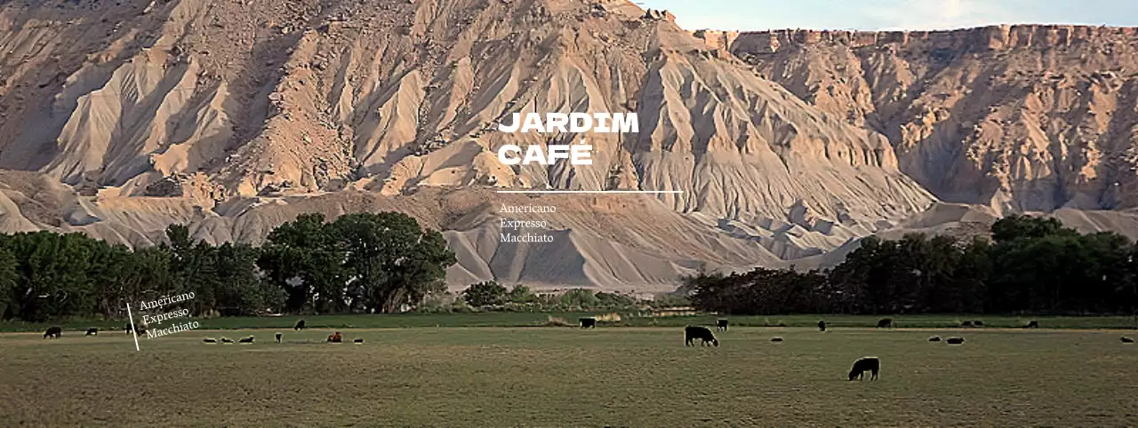 Promova o seu café com um fundo de campo com cabras a passear livremente