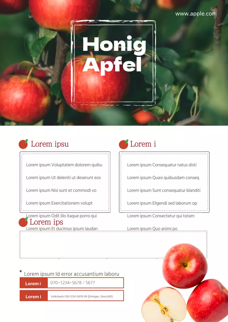 Bewerben Sie einen sauberen Apfel mit einem Bild eines roten Apfels