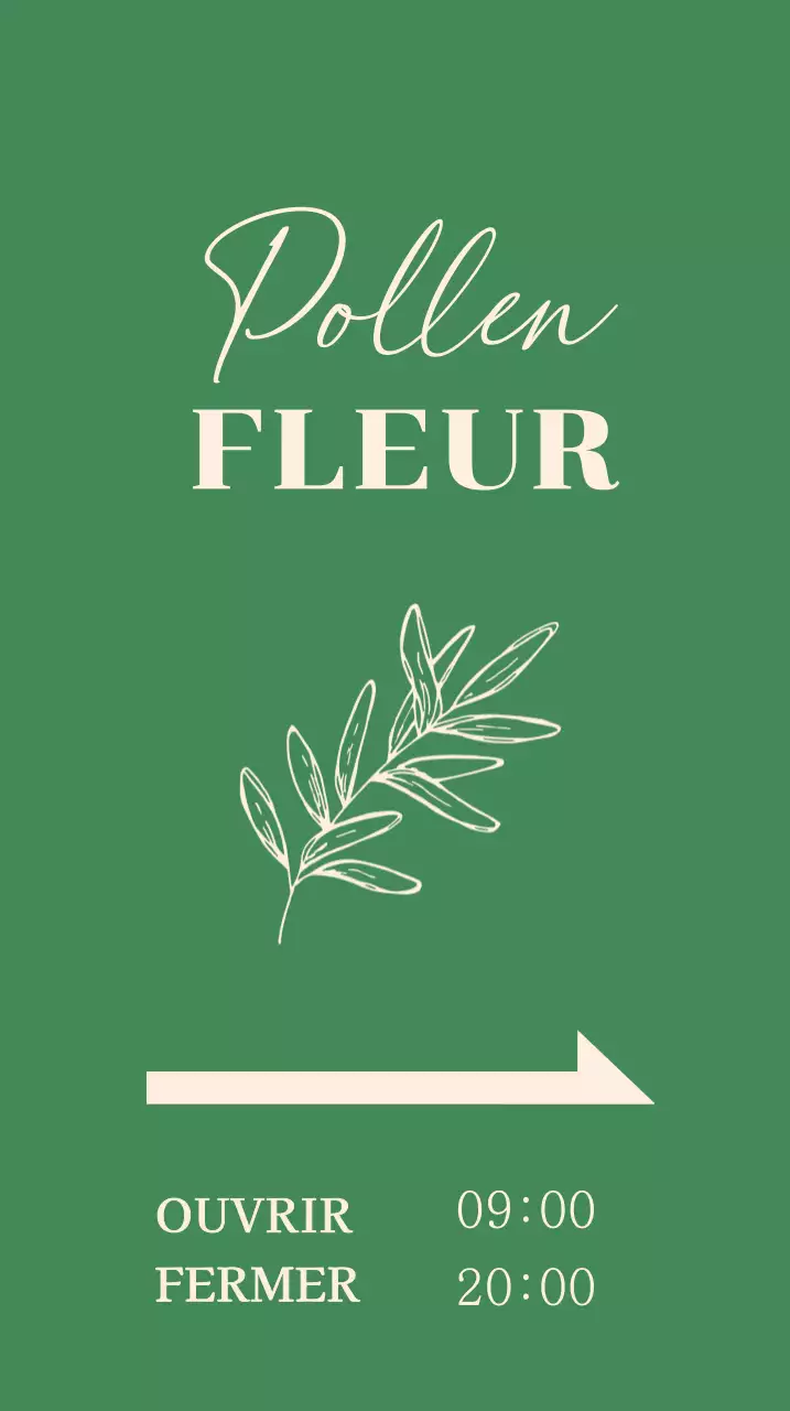 Enseigne de magasin de fleurs avec illustrations botaniques sur fond vert