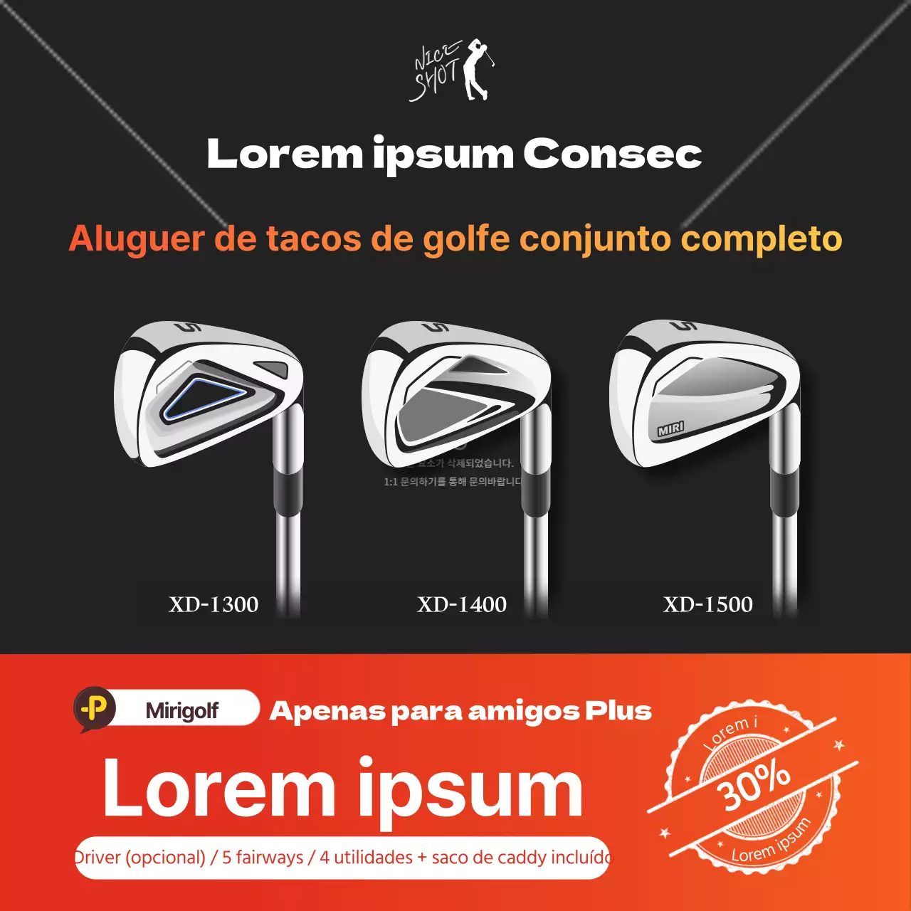 Tacos de golfe pretos e vermelhos com uma oferta de aluguer com desconto