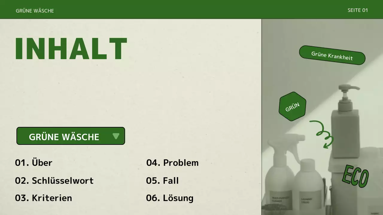 Eine einfache, grün gewaschene Präsentation mit grünen Farben