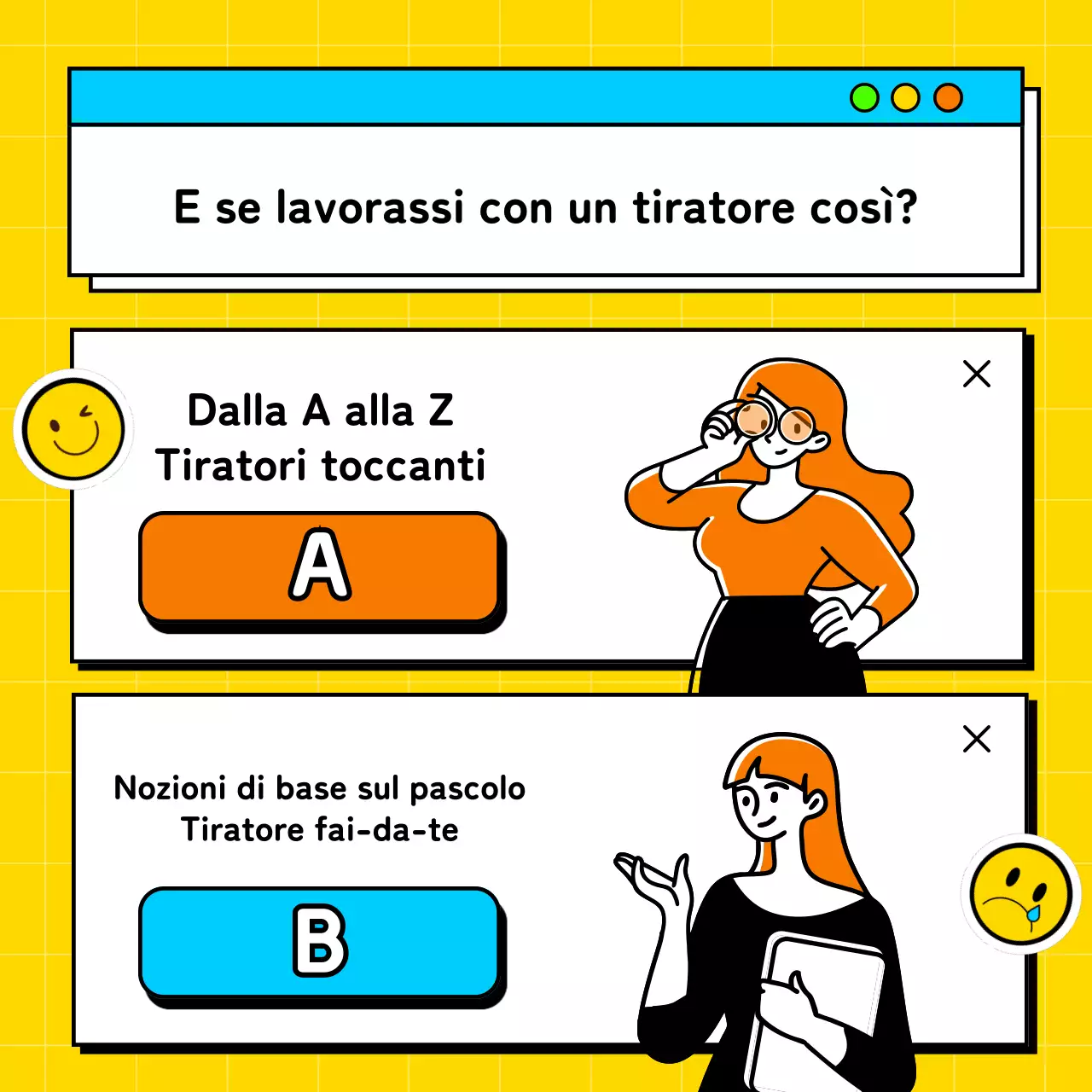 Un gioco di equilibri sul posto di lavoro con spunti di giallo e azzurro inviato da
