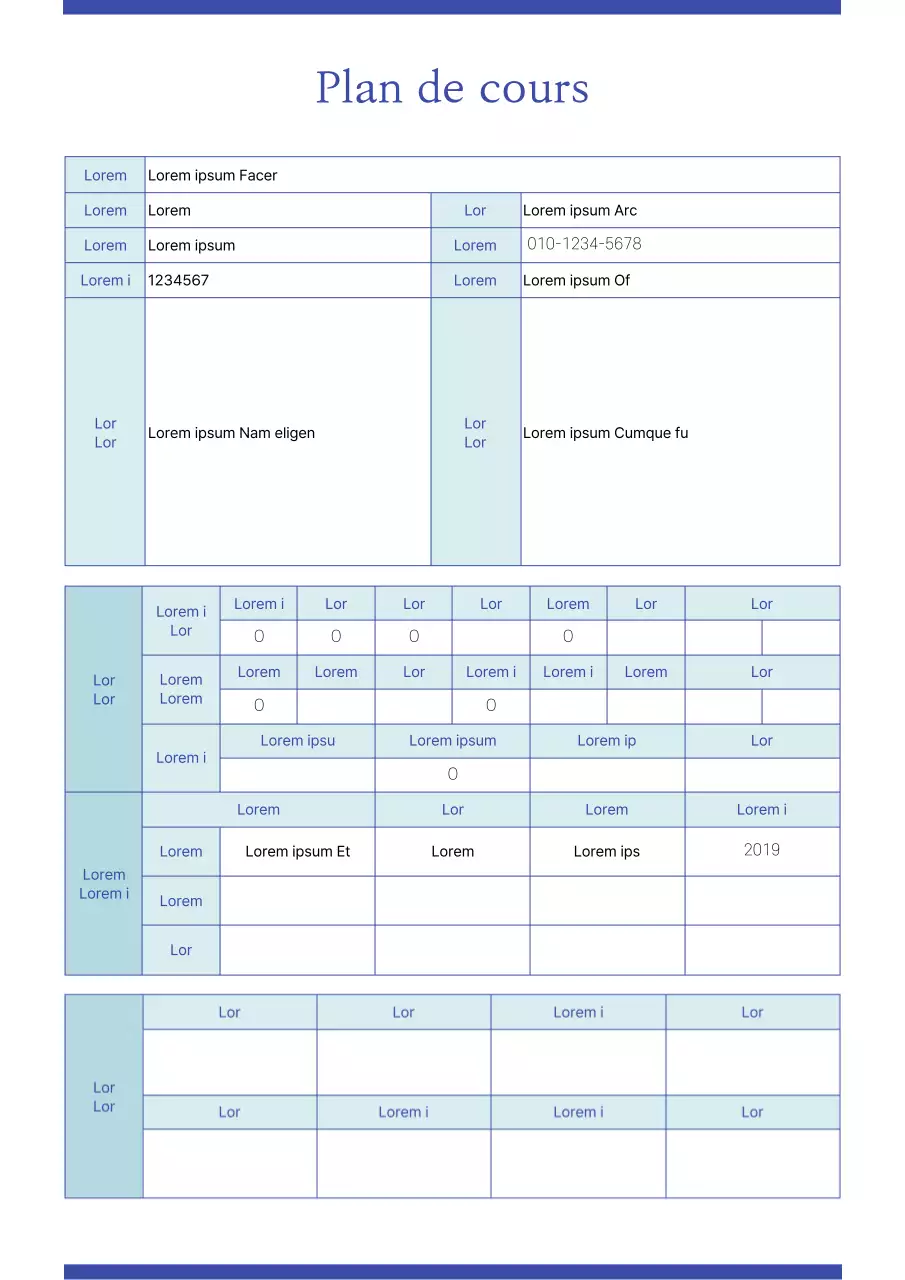 Programme simple en bleu