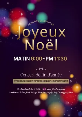 Affiche promotionnelle pour un récital de Noël sur fond multicolore