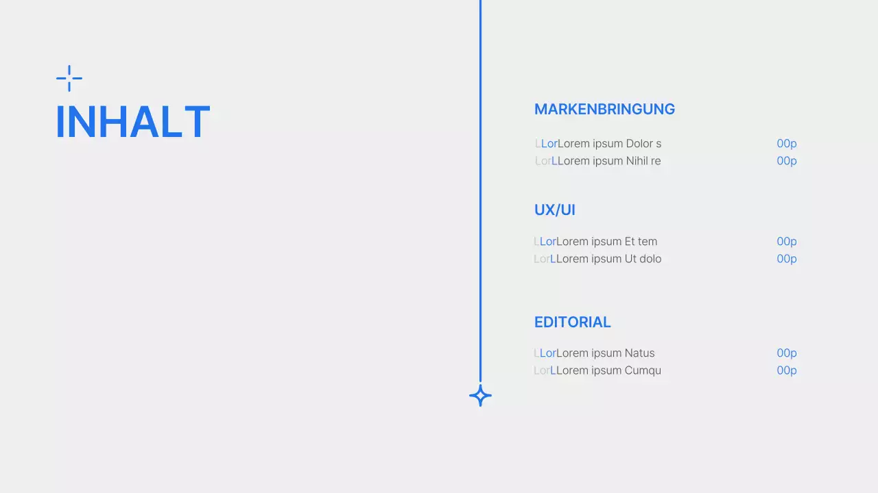 Designmappe mit einem einfachen Konzept in Blau und Weiß