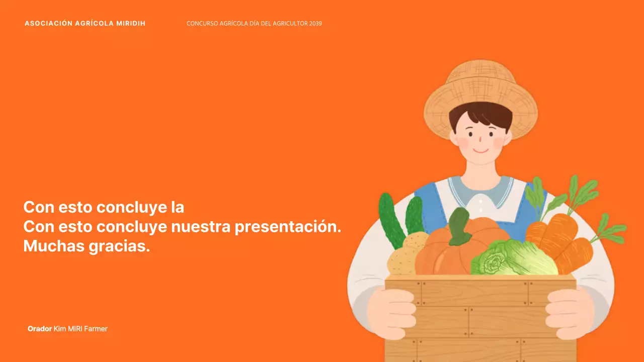 Anuncio del Día del Agricultor con una ilustración de un agricultor naranja