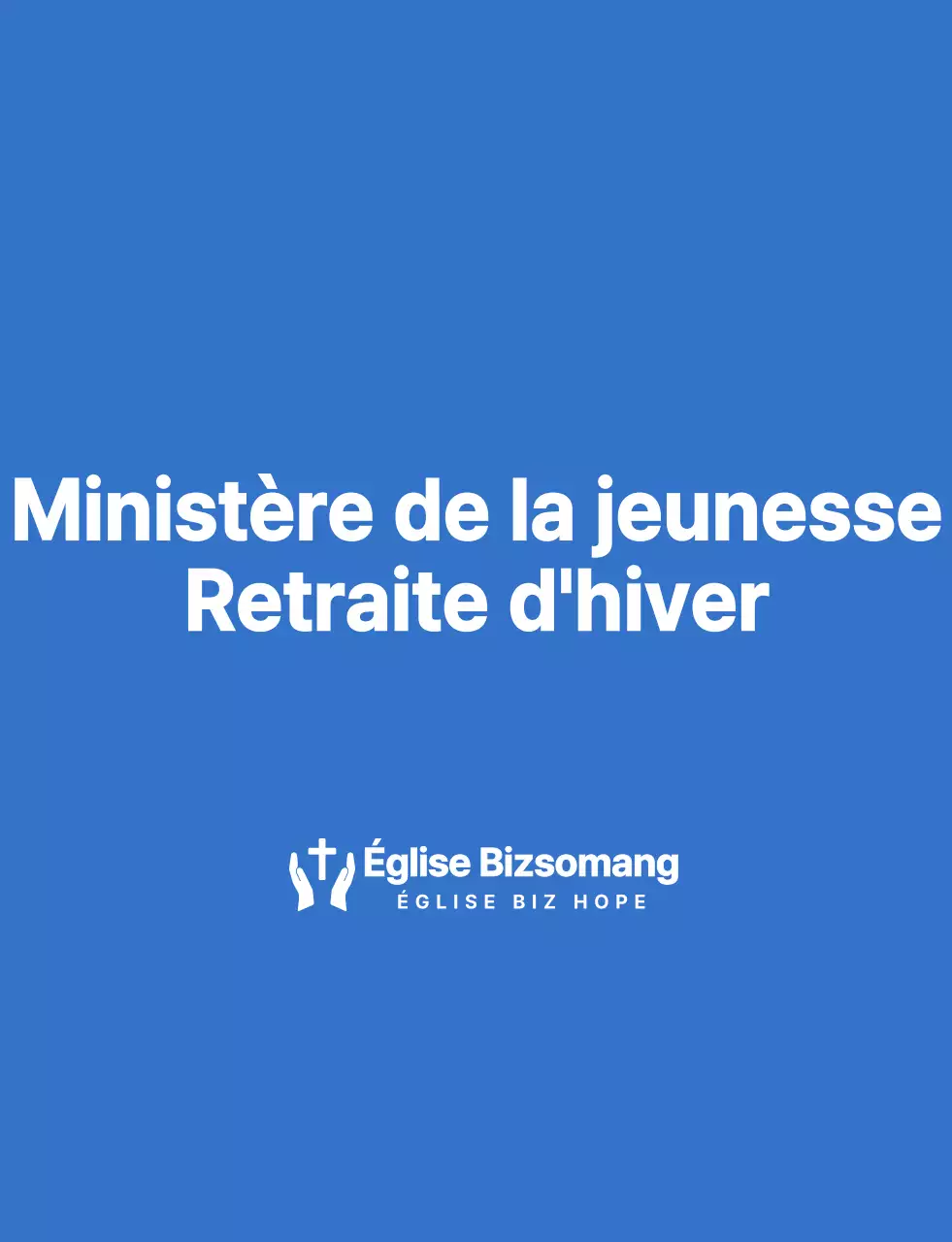 T-shirt de l'équipe de la retraite d'hiver de l'église en bleu et blanc.