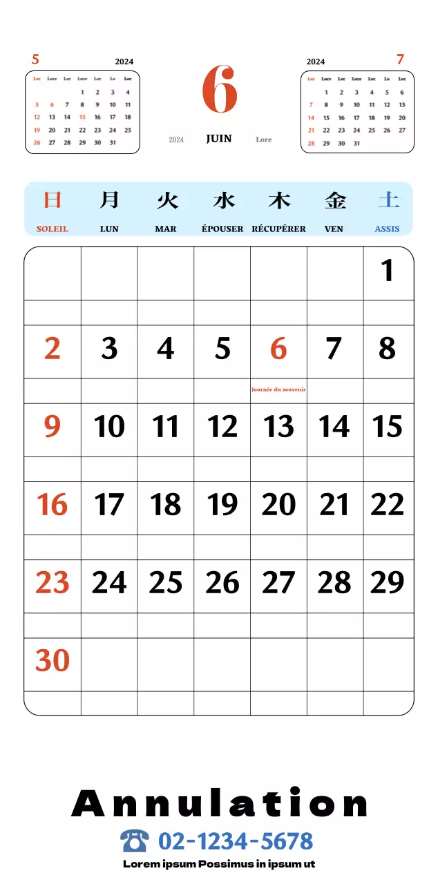 Sous-verres rétro rouges et bleus calendrier de mémoire