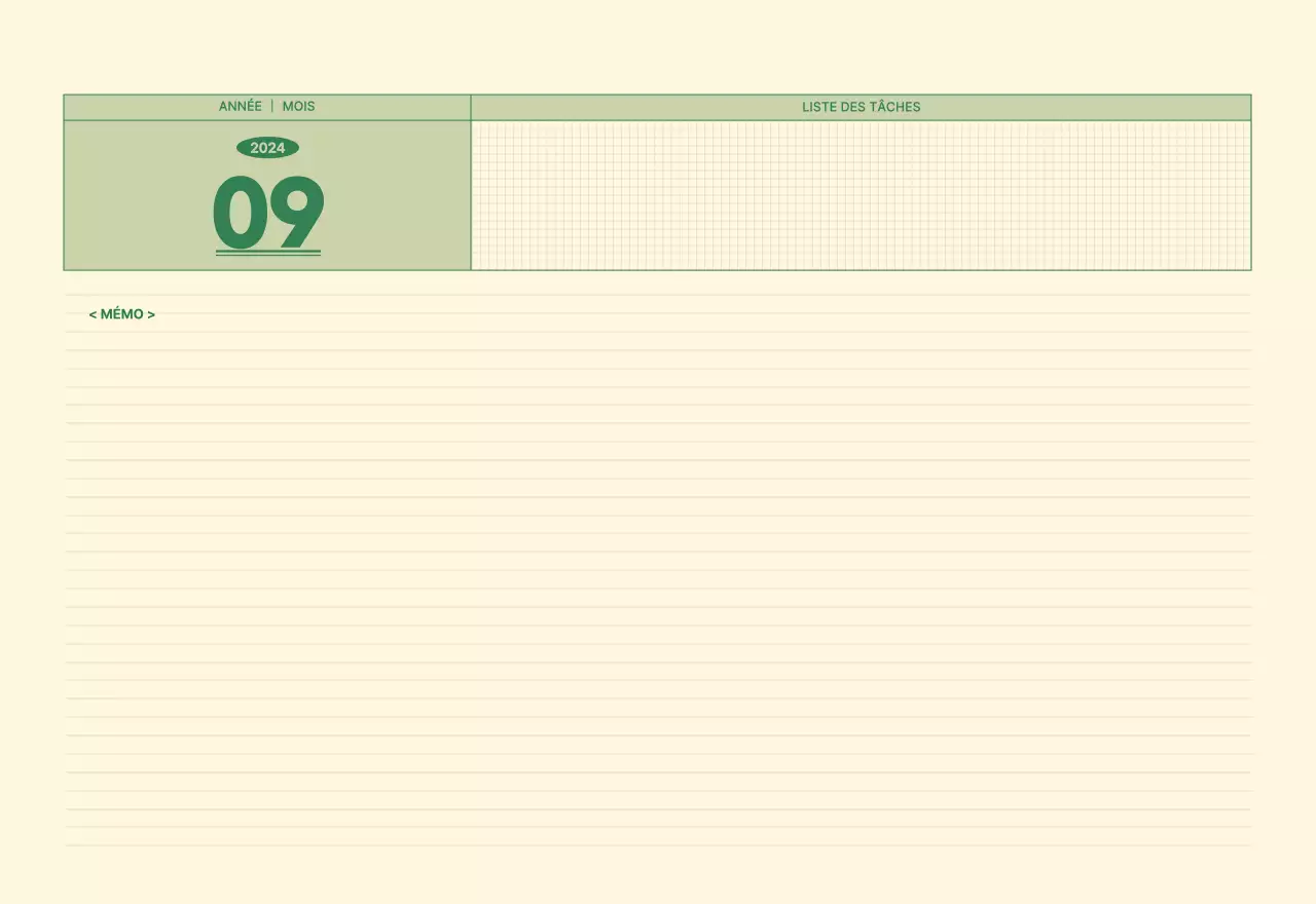Calendrier mural SAT D-day notepad concept en vert et jaune clair