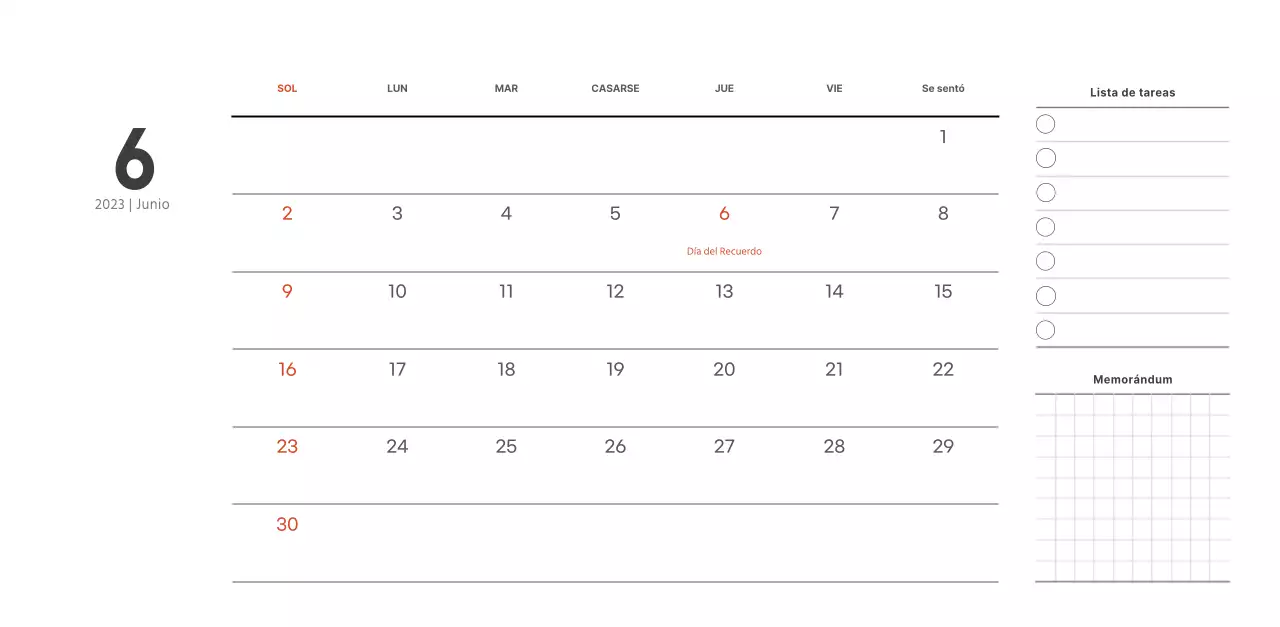 Calendario de cafetería de estilo sencillo y moderno