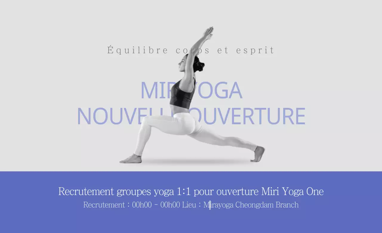 Conception d'un pack chaud promotionnel pour un studio de yoga à l'occasion de son ouverture, dans des couleurs bleues et violettes.