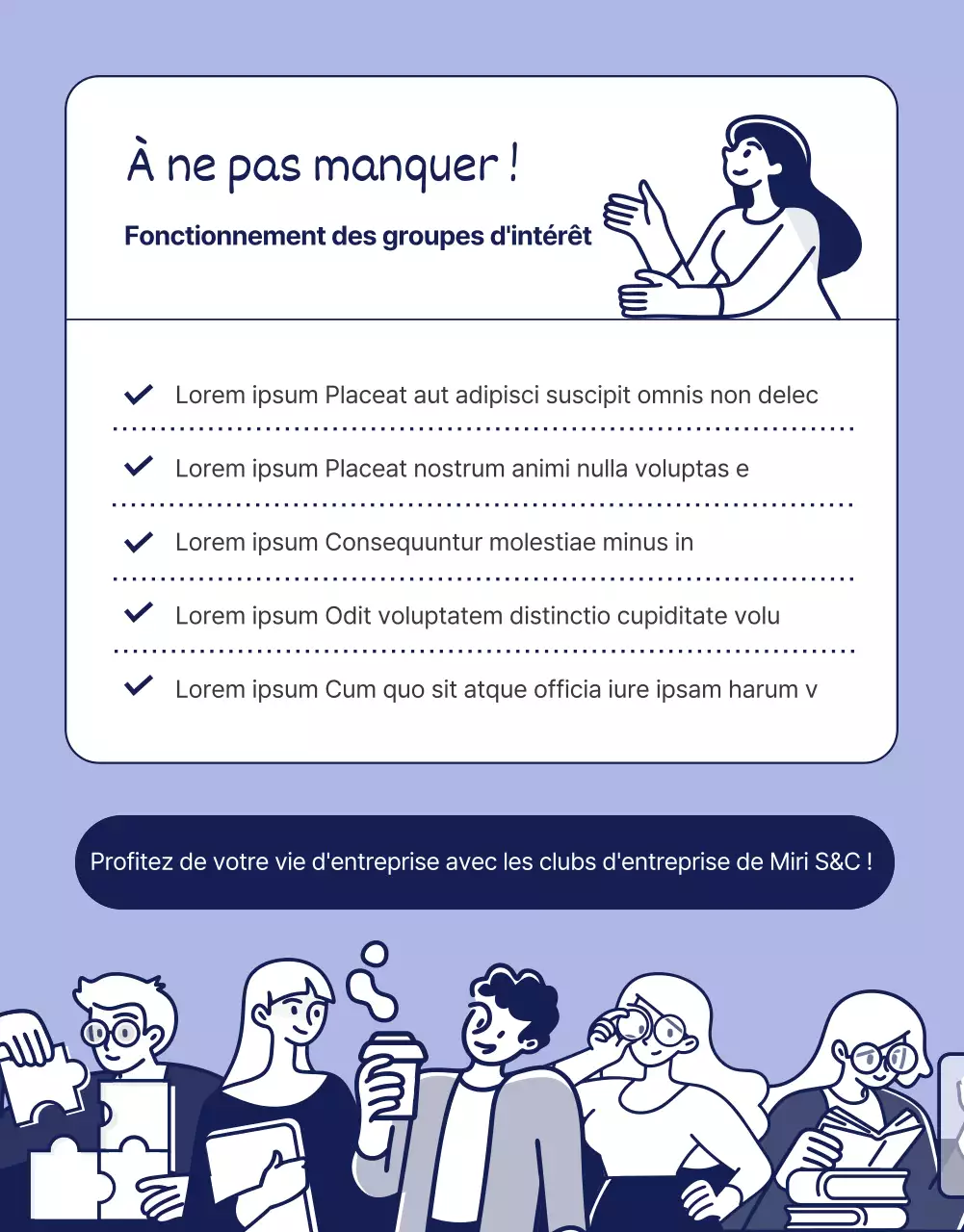 Illustration d'un environnement de travail mauve et jaune