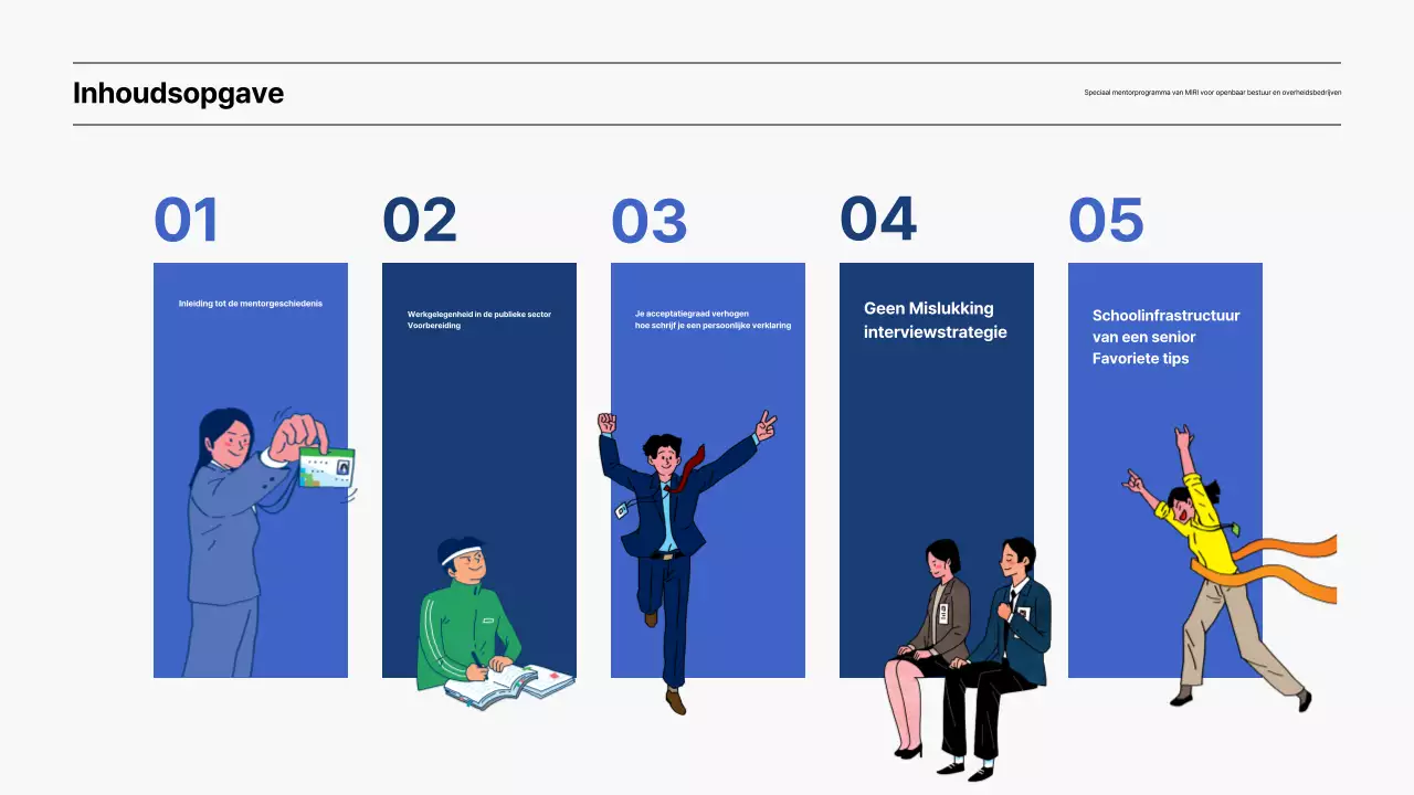 Presentatie van het speciale mentorprogramma voor blauwe overheidsbedrijven