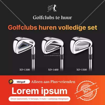Zwarte en rode nette golfclubs met korting op verhuur