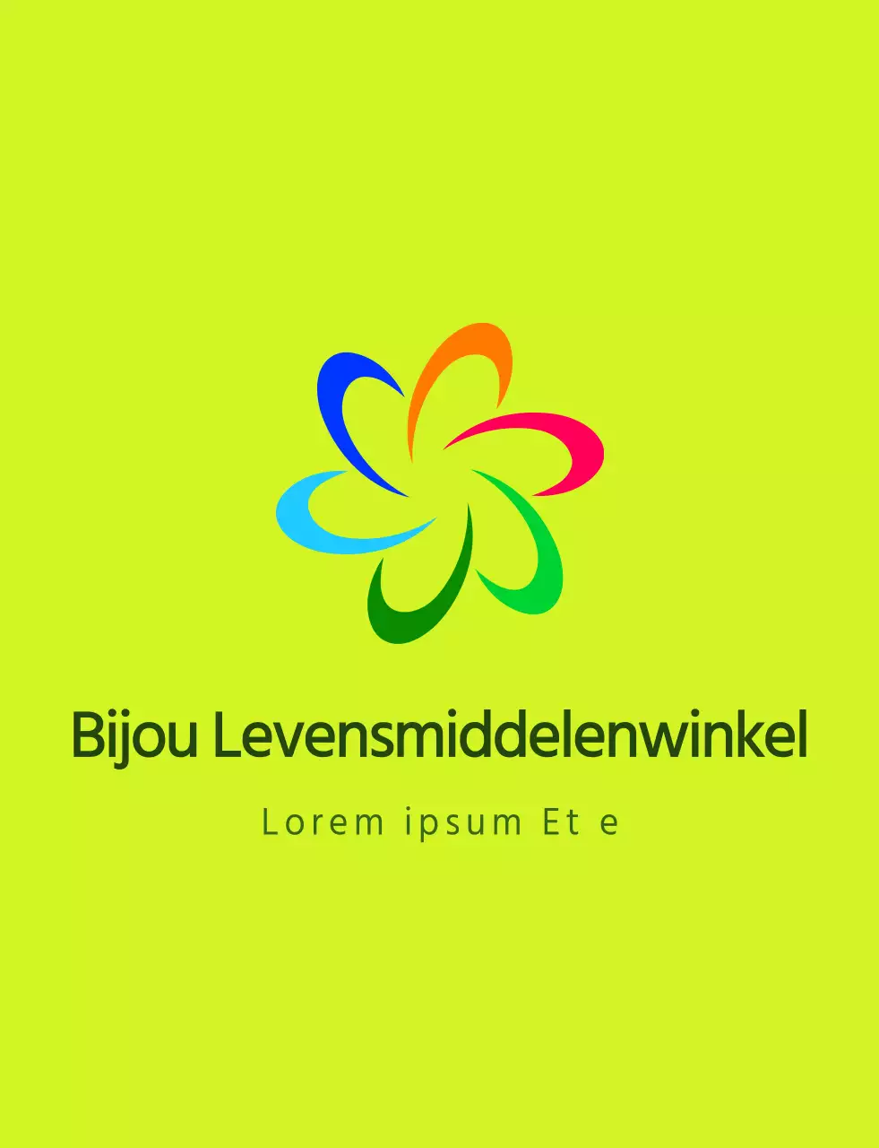 Modern symboollogo en tekstlogo combinatiestijl met chartreuse en kleurrijk kleurenschema voor medewerkers van plaatselijke levensmiddelenwinkel
