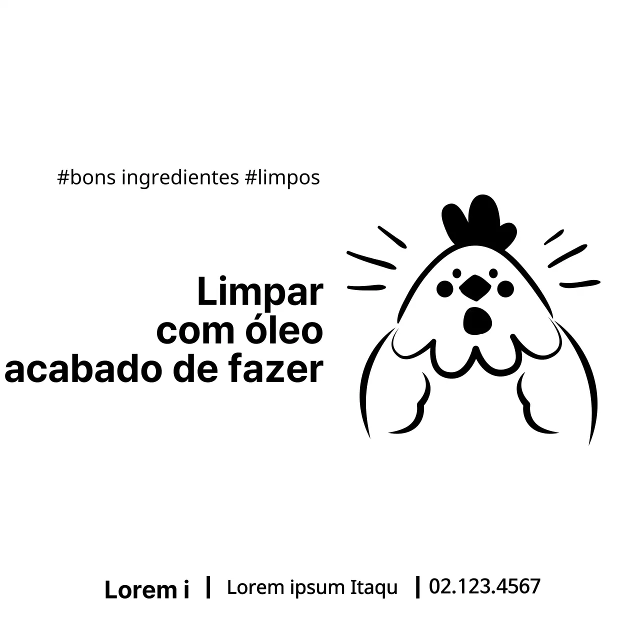 Desenho promocional para uma loja de noodles, apenas para entregas, com uma ilustração de uma galinha preta muito gira