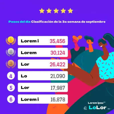 Escalones de clasificación con un toque de morado