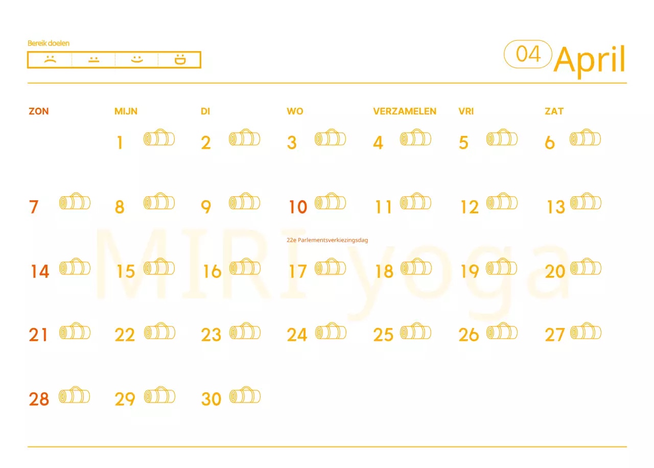 Oranje kalenders om weg te geven als je je yogastudio promoot