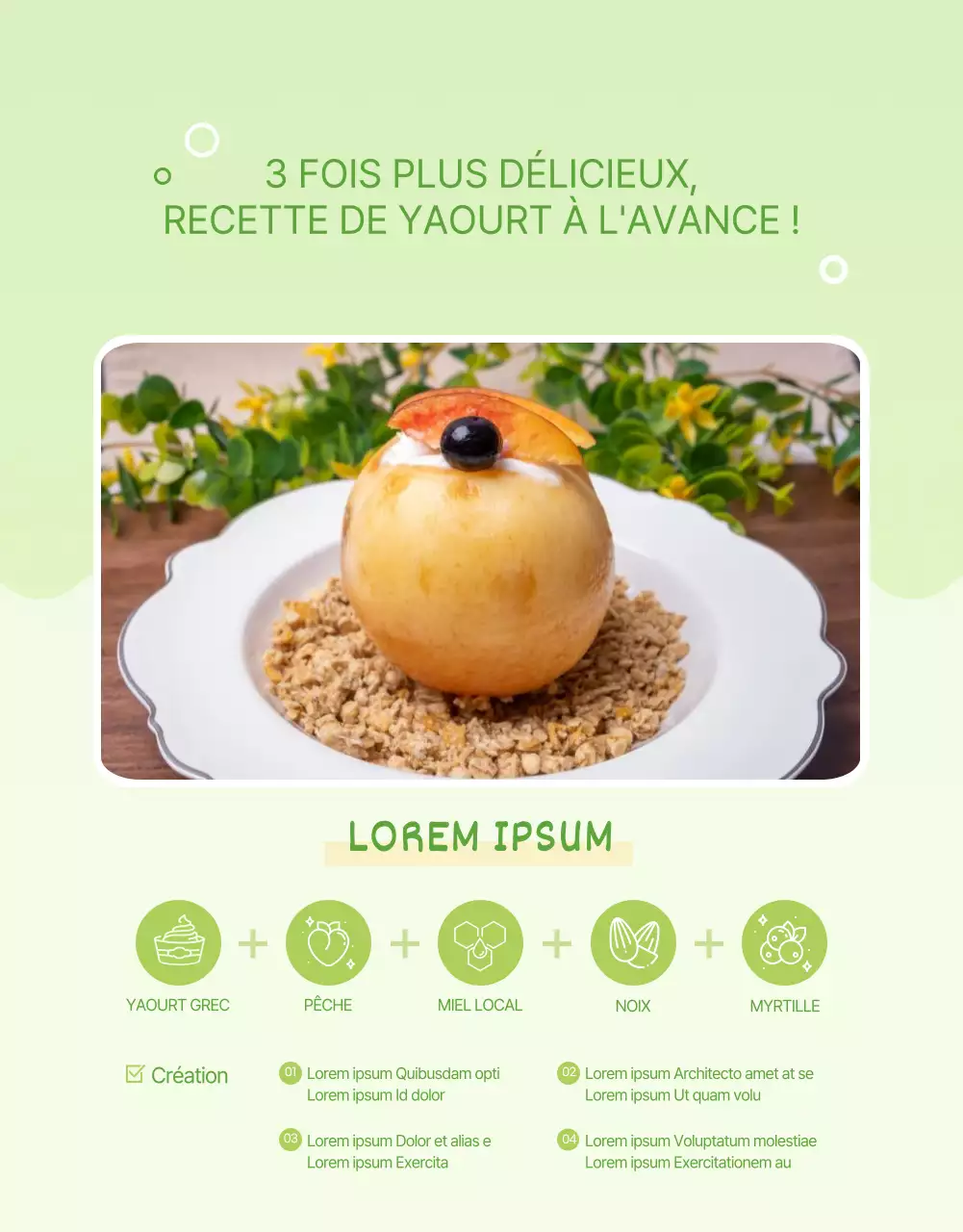 Yoghourt grec simple et vert clair page de détail