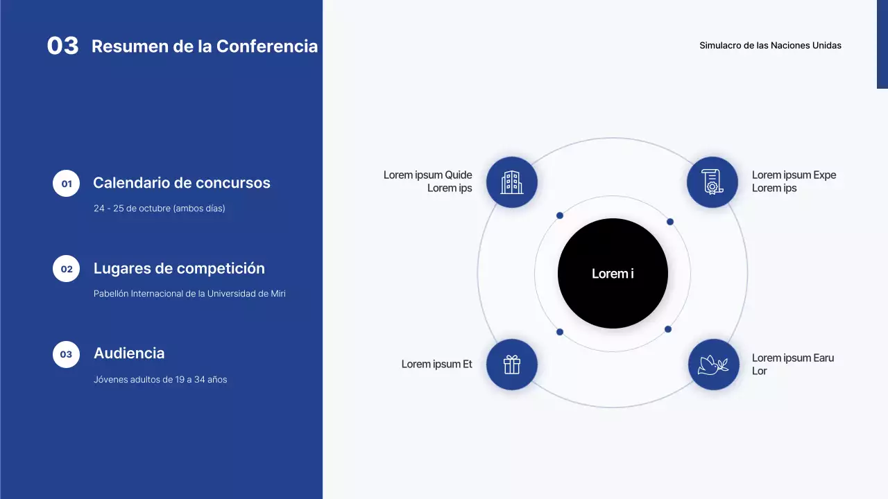 Simulacro de concurso universitario en blanco y azul