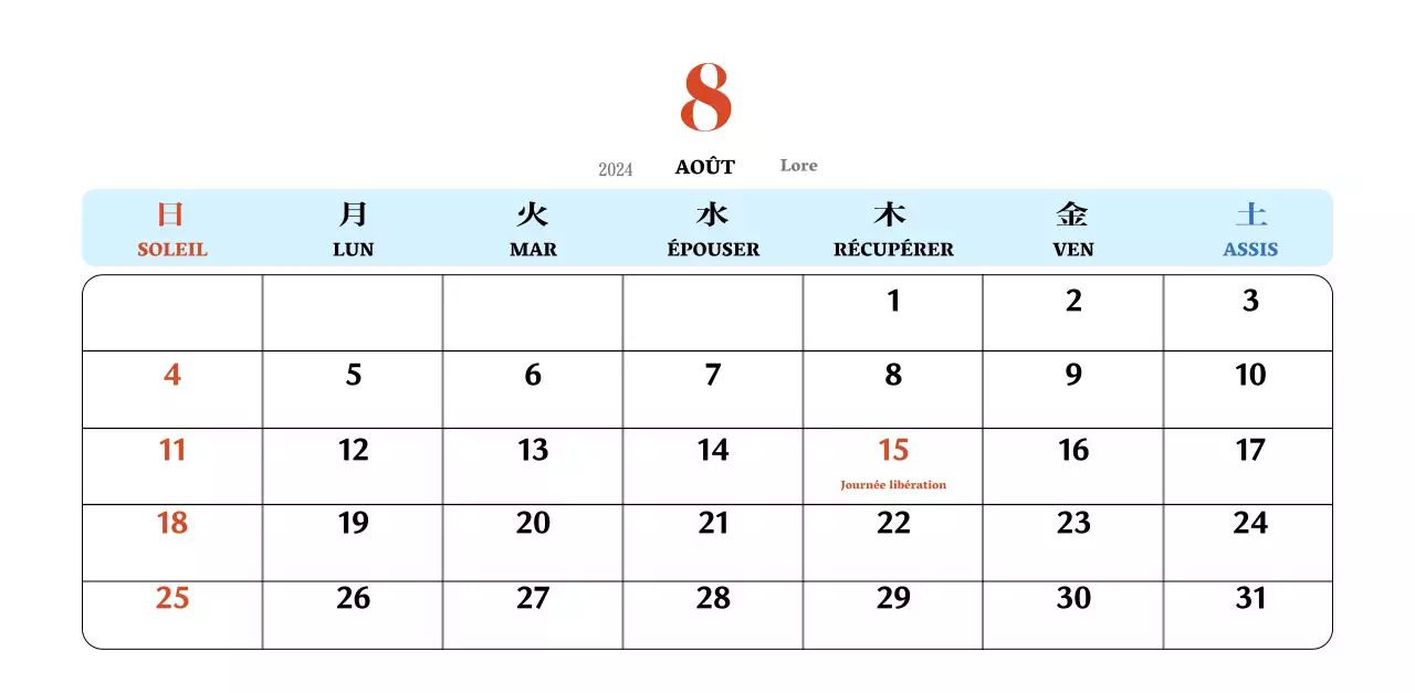 Calendrier rétro conceptuel de la nostalgie en rouge et bleu