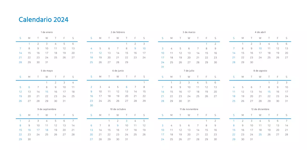 Calendario de empresa blanco y sencillo
