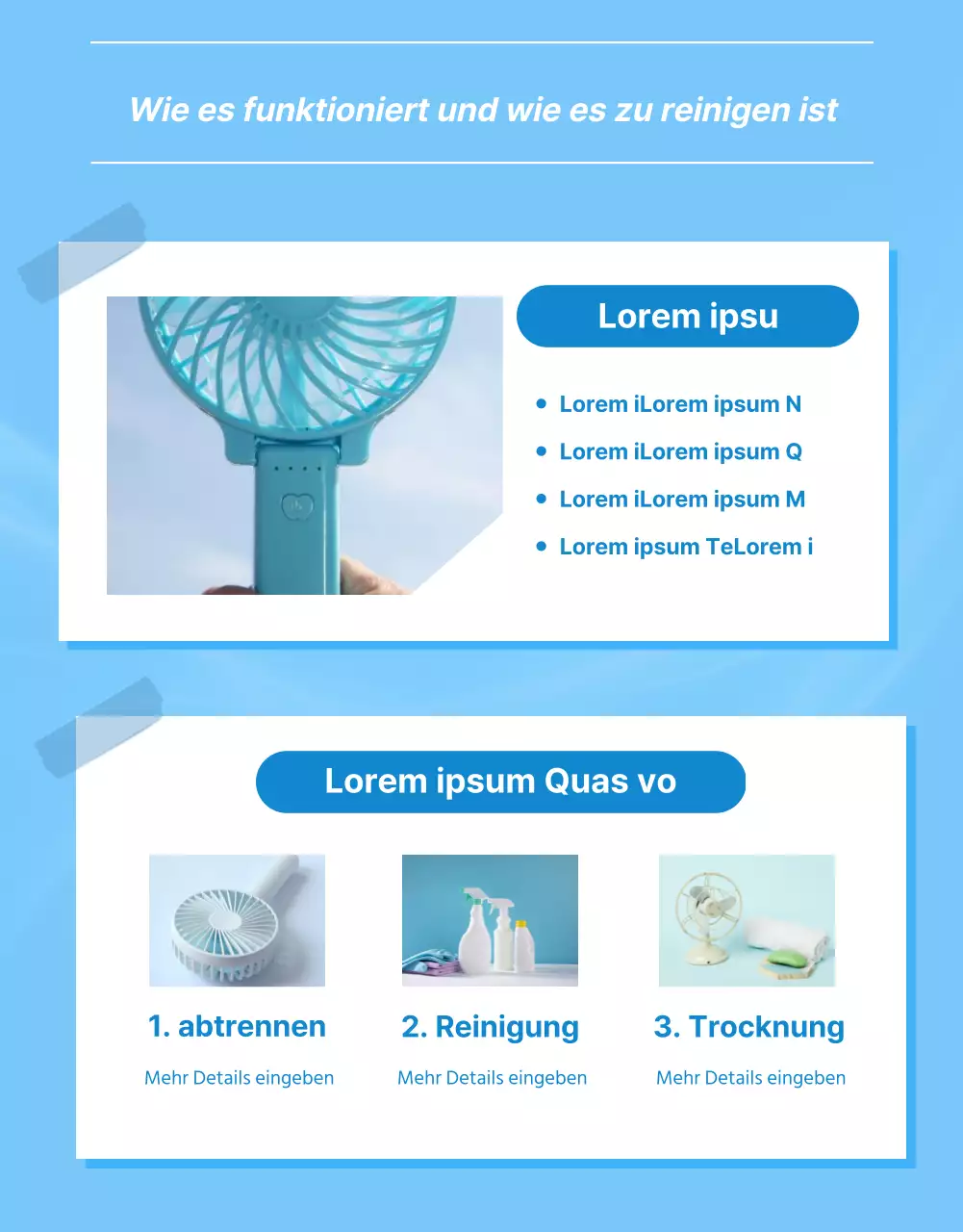 Einfacher Fächer mit hellblauem Hintergrund erklärt