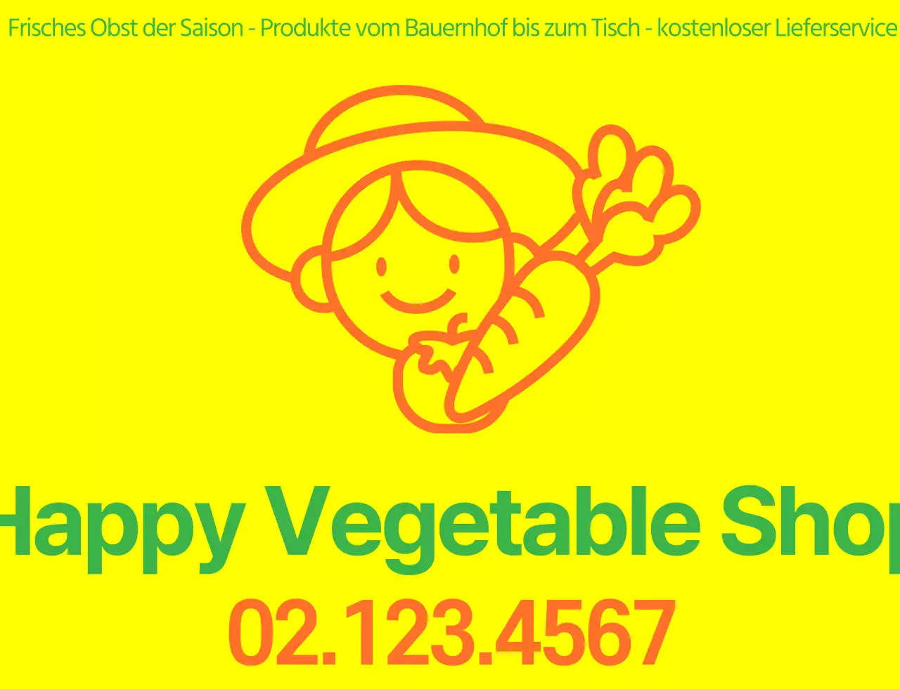 Gemüseladen-Weste mit einfacher Linien-Illustration in gelb, grün und orange