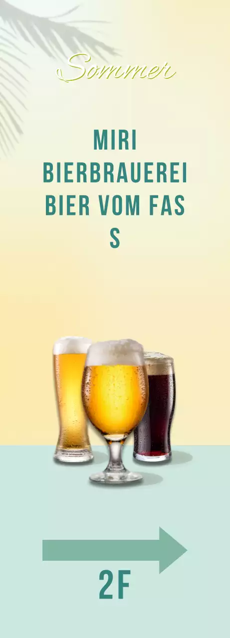 Bierwerbung mit hellblauem und gelbem Farbverlauf