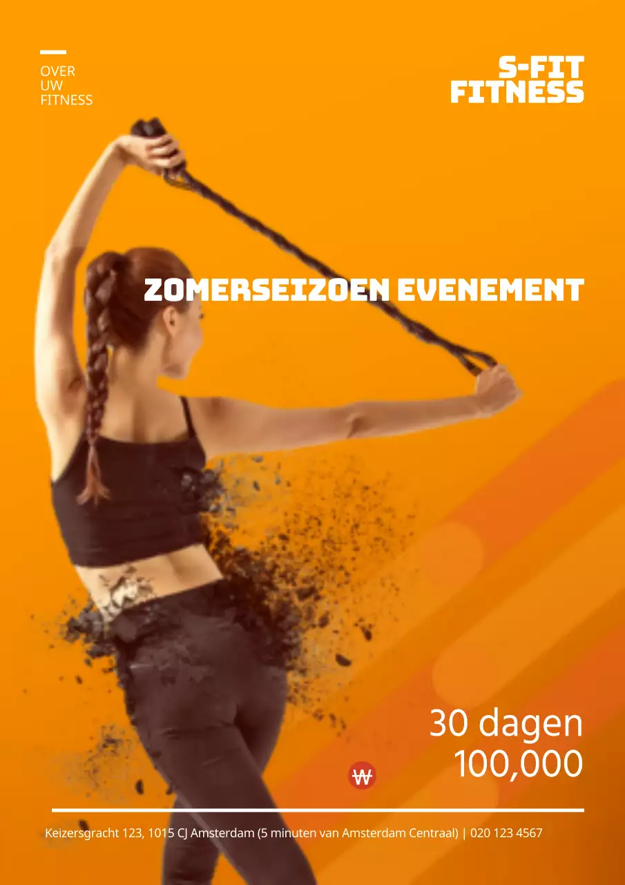 Eenvoudige flyer voor fitnessevenementen in oranje