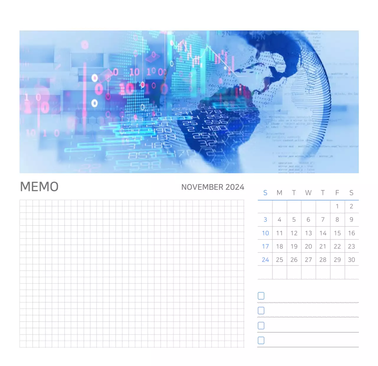 Witte, strakke bureaukalender