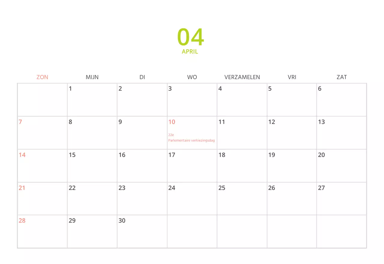 Schattige geïllustreerde groene bureaukalender met familiethema