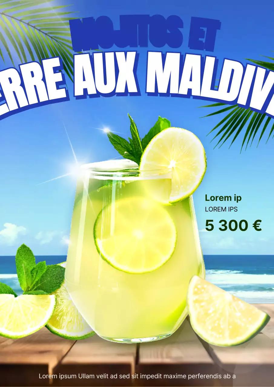 Promouvoir les boissons des cafés sur fond de bleu et de chartreuse