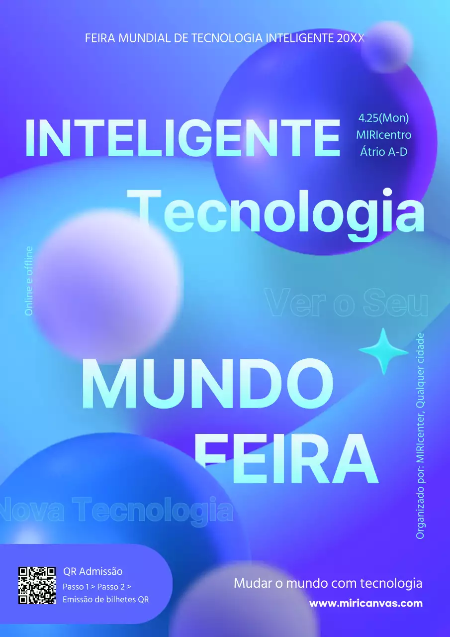 O guia azul e geométrico do evento World Smart Tech Fair