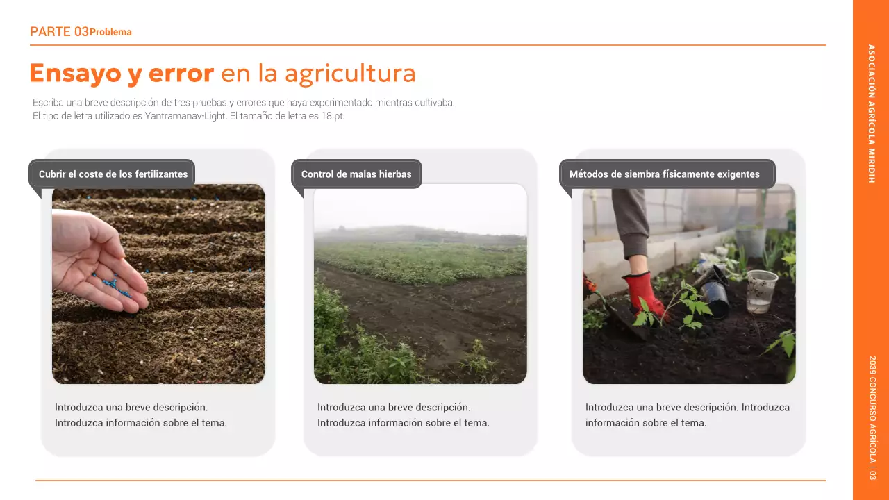 Anuncio del Día del Agricultor con una ilustración de un agricultor naranja