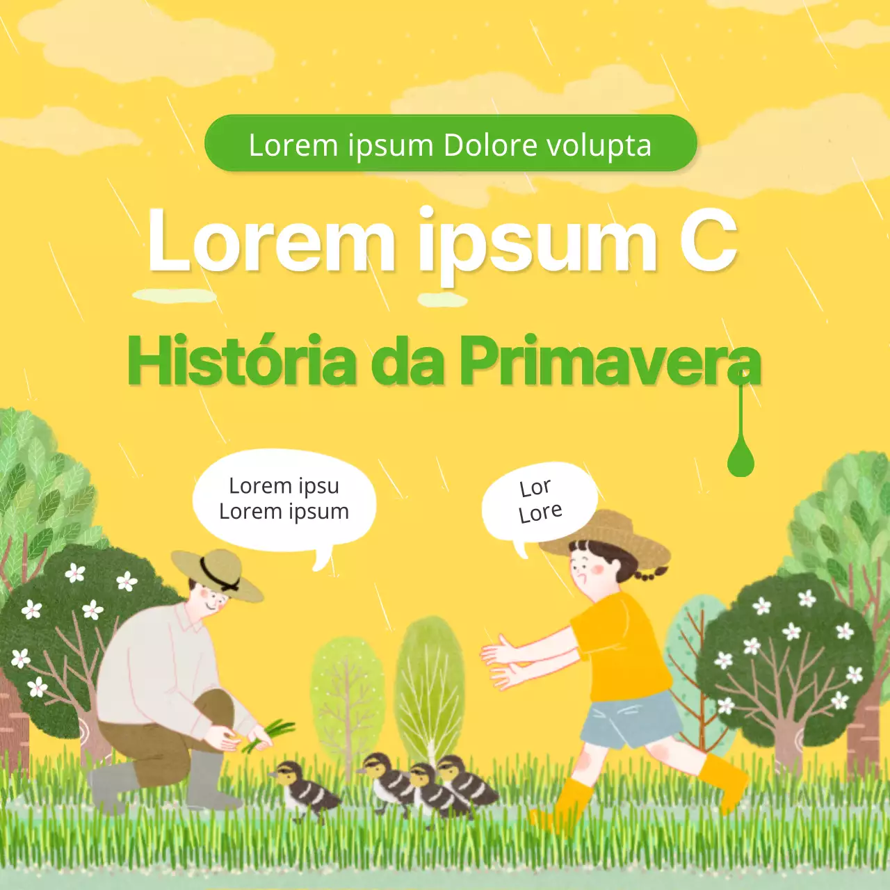 Cartão rural de notícias com fundo amarelo