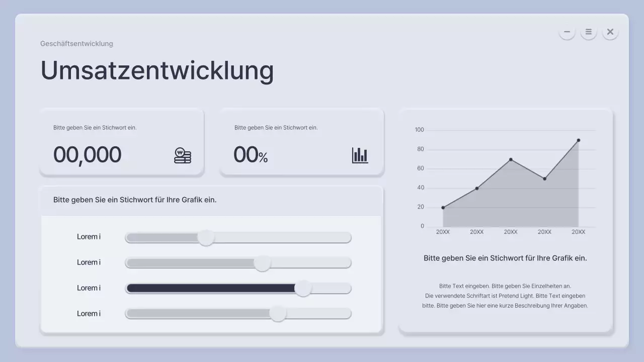 Ein dreidimensionales blaues und graues Unternehmensprofil