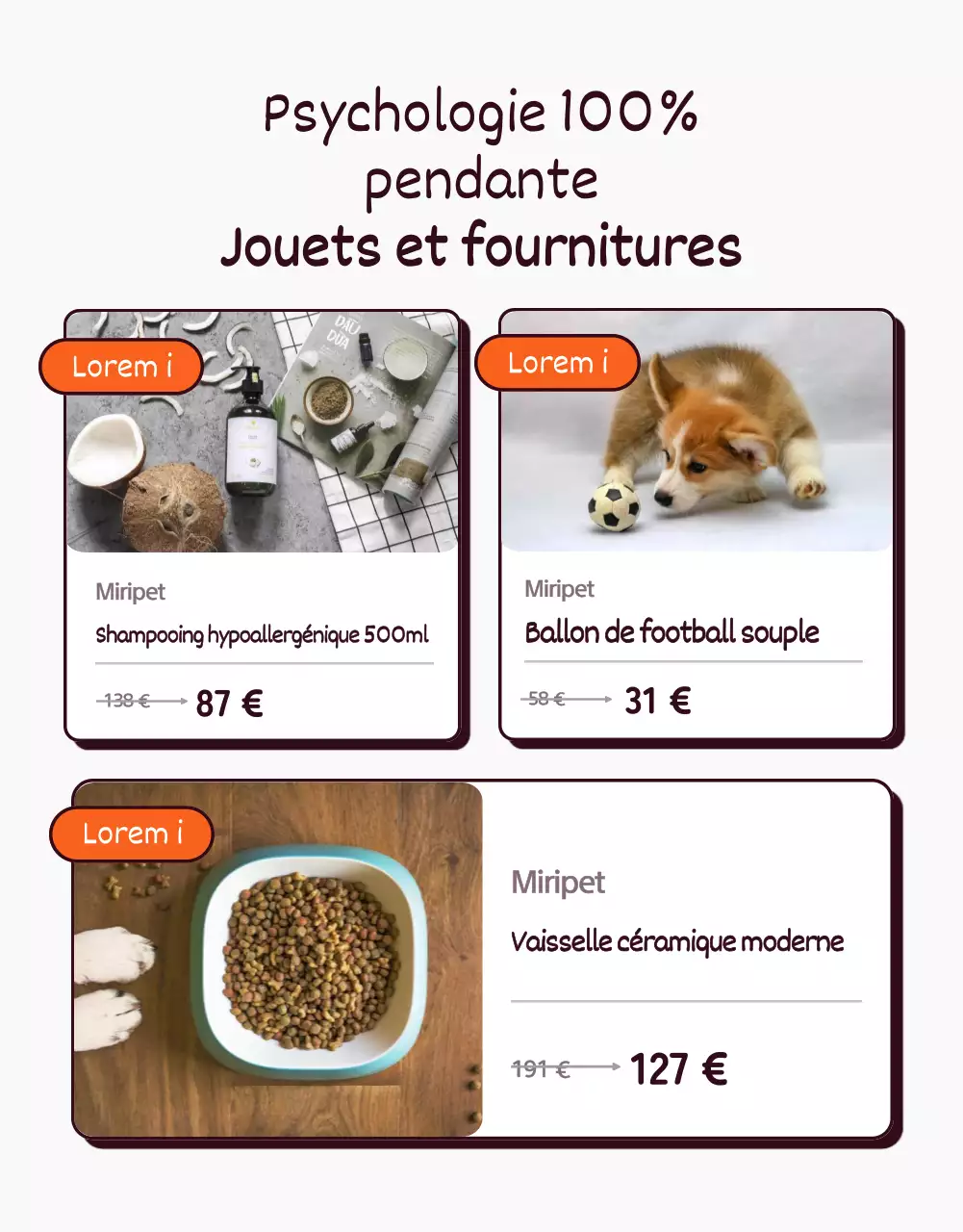 Illustration de style pop art d'un concept mignon en orange et jaune Animalerie avec vente d'animaux de compagnie