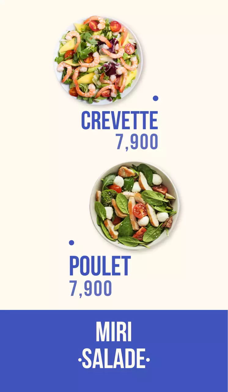 Promouvoir un restaurant de salades avec un style émotionnel en bleu