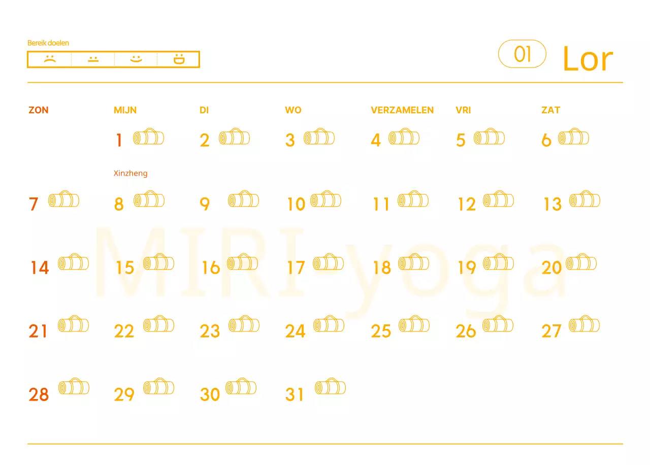 Oranje kalenders om weg te geven als je je yogastudio promoot